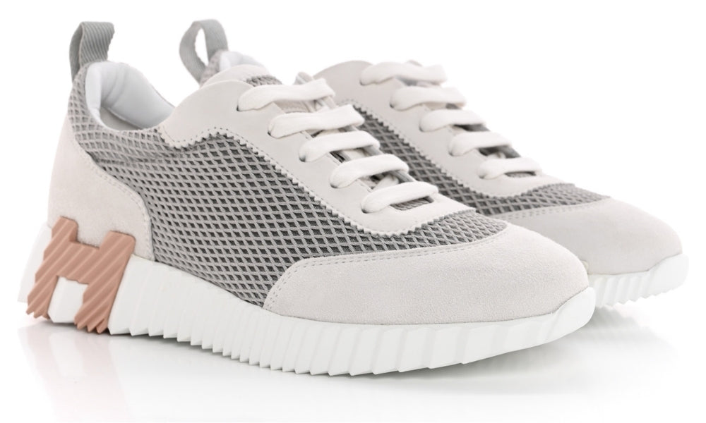 Hermès Air Mesh Suede Goatskin Bouncing "Gris Lulea White"