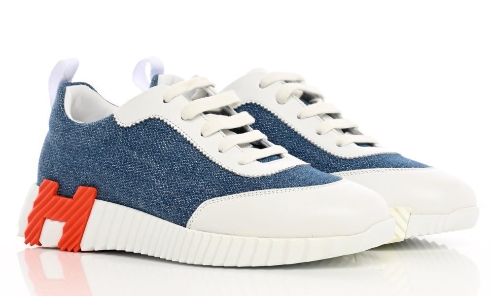 Hermès Denim Suede Goatskin Bouncing "Bleu Clair White"